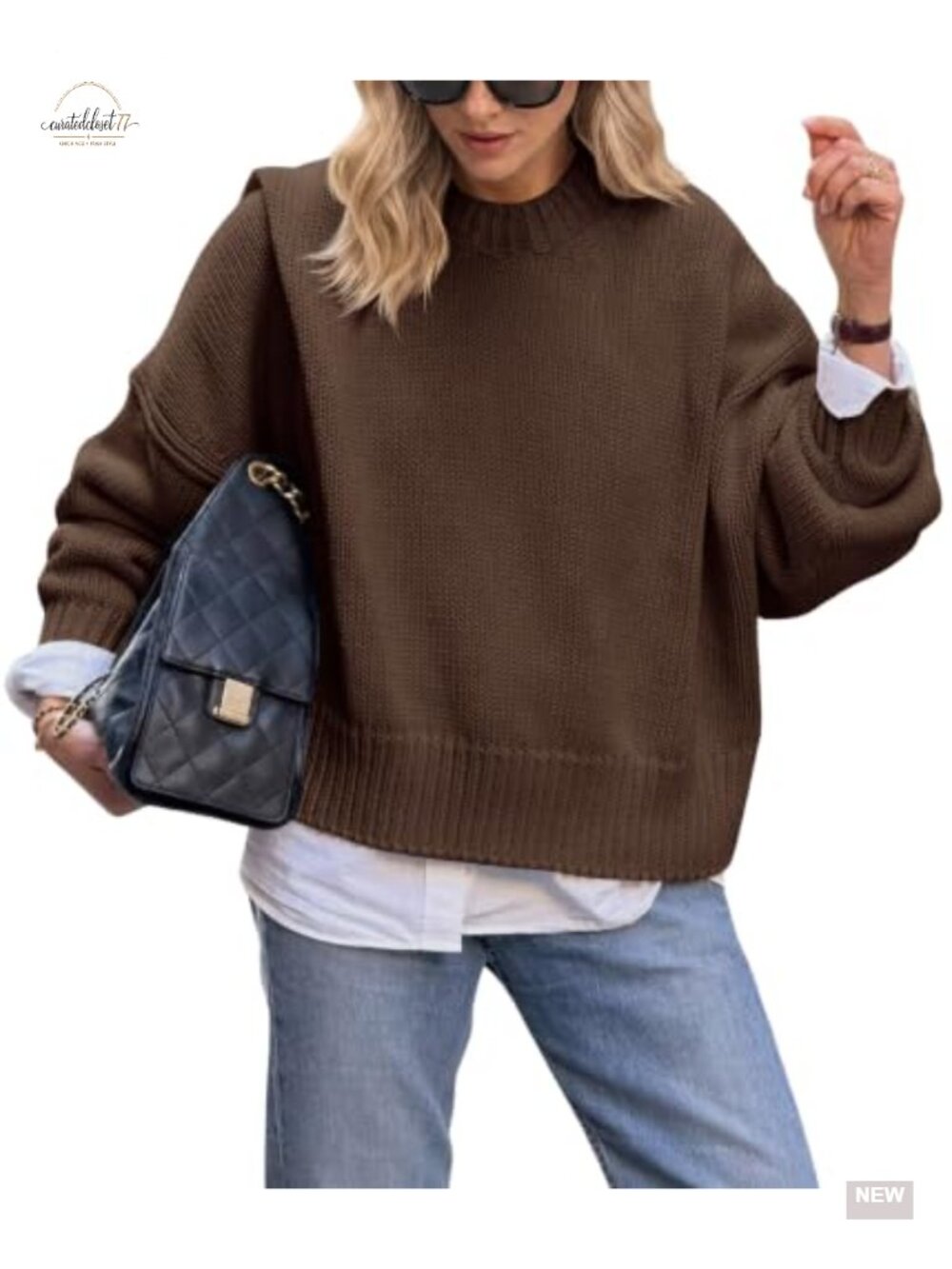 Oversized Chunky Knit Sweater Crew Neck Pullover Long Sleeve